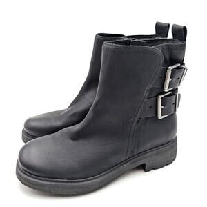 Lucky Brand Candre Double Buckle Lug Sole Boots Women's Black Size US9M EU40